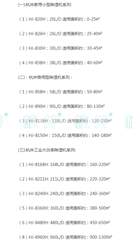 地下车库除湿机参数表